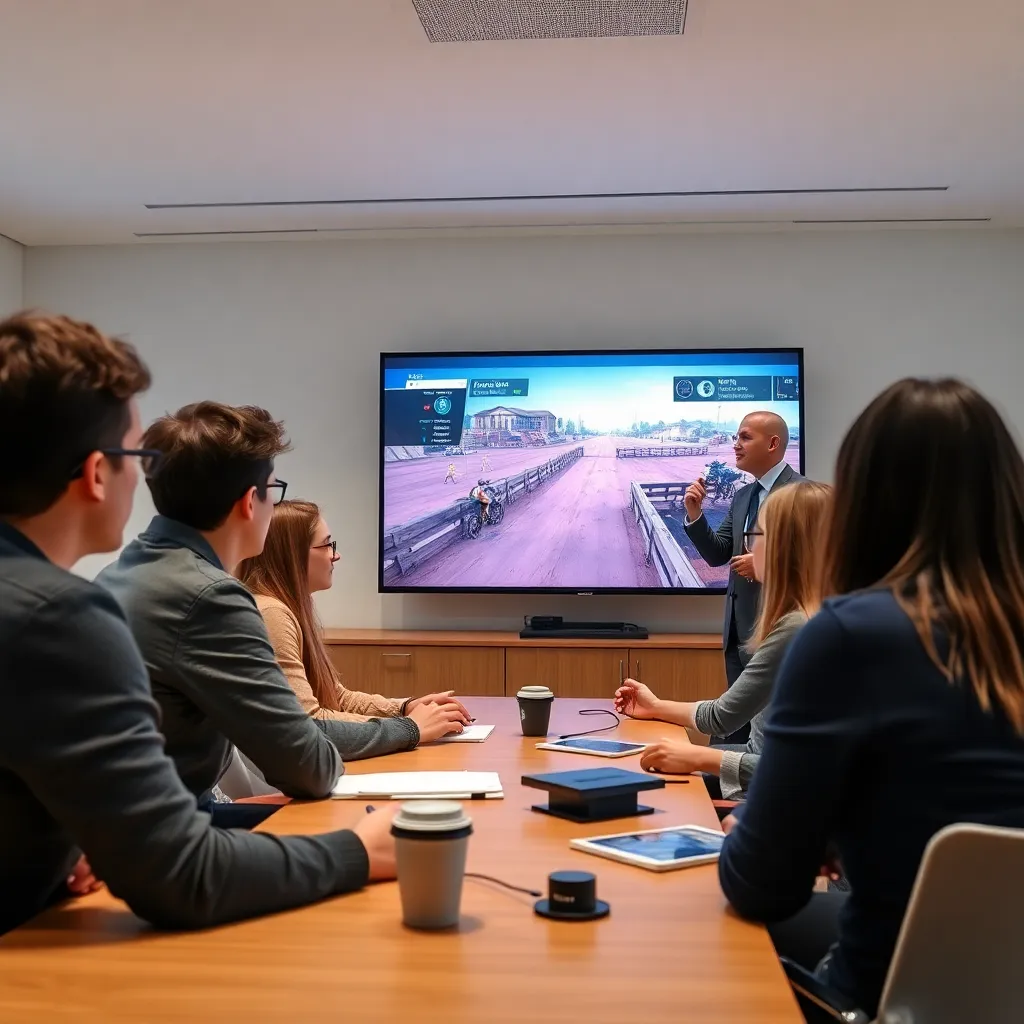 Person analysiert Spielmechanik auf einem Bildschirm mit Notizen