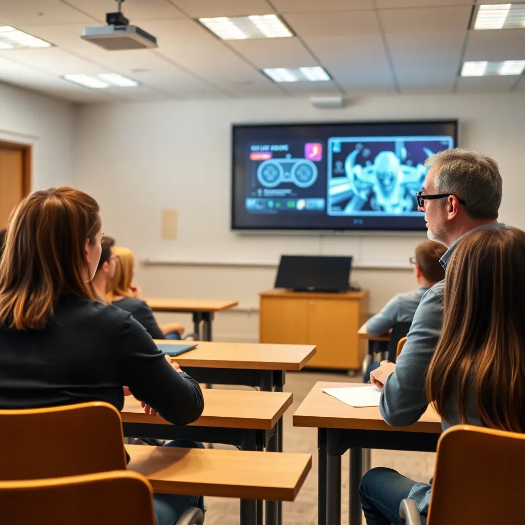 Dozent erklärt Spielanalyse an einer Universität