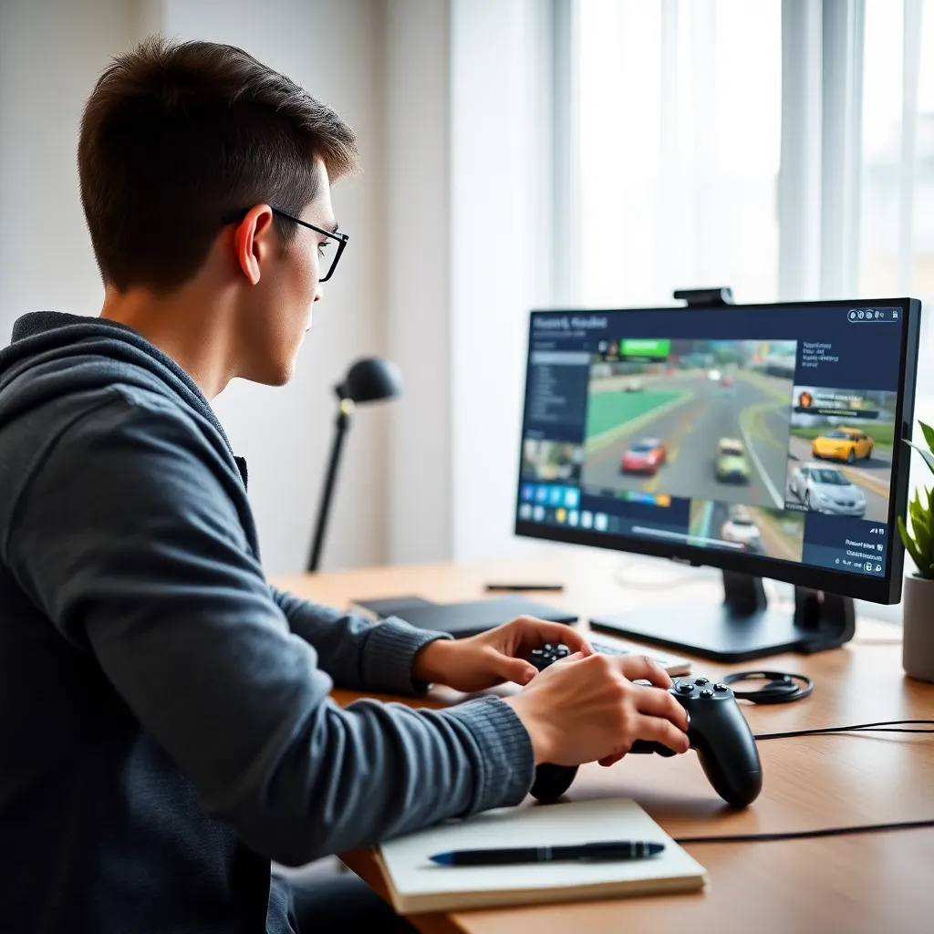 Spielanalyse-Arbeitsplatz mit Notizen und Bildschirm